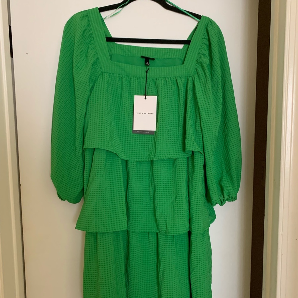 Who What Wear Green Tiered Dress